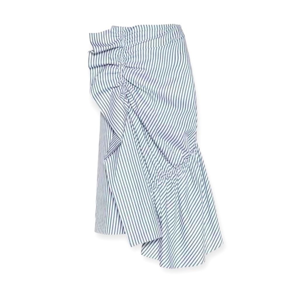 J.W. Anderson Pinstripes Striped Ruffed Cotton Skirt Size 4 Midi Poplin